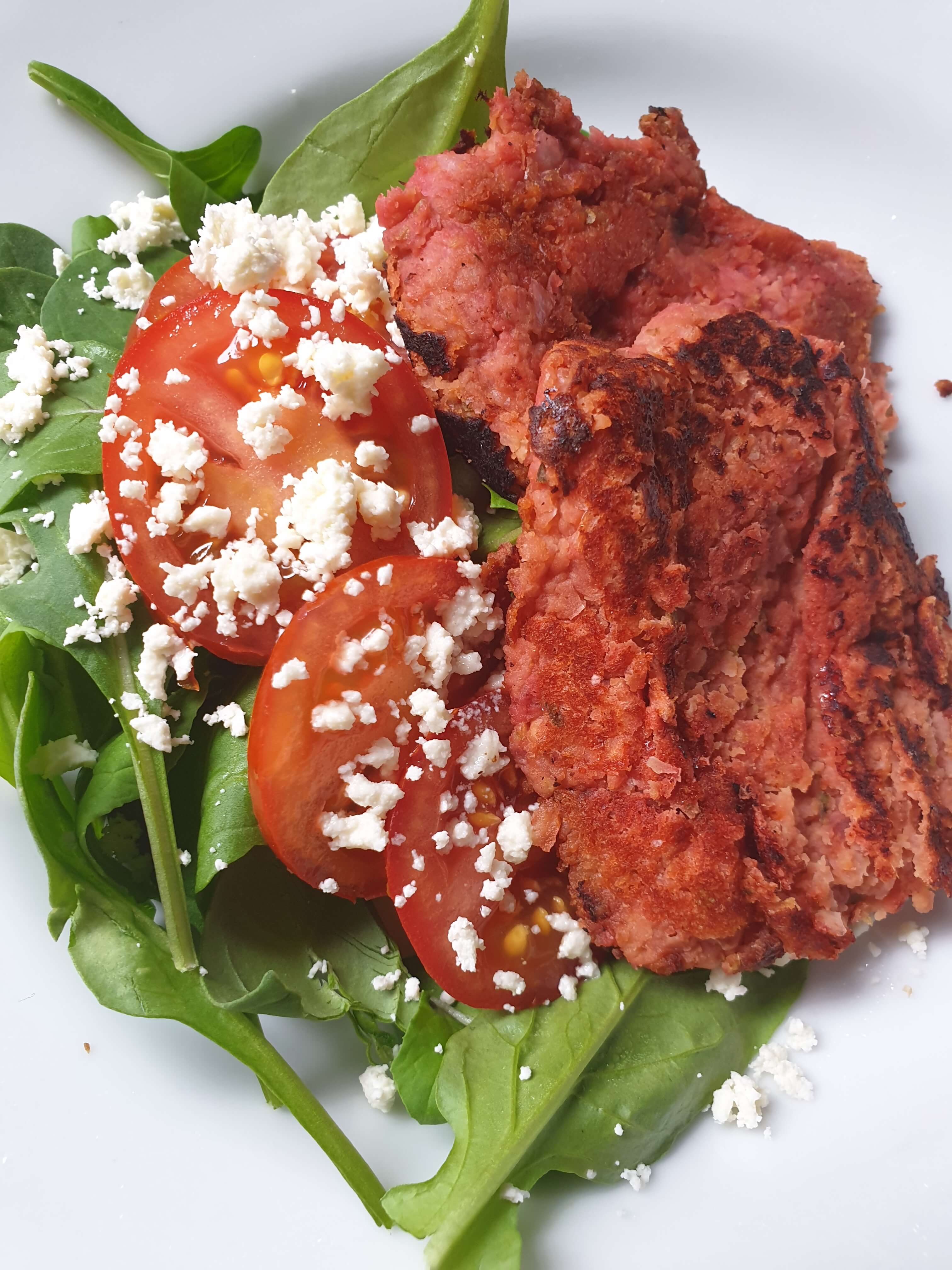 picture of cooked Beetrot patties with a salad